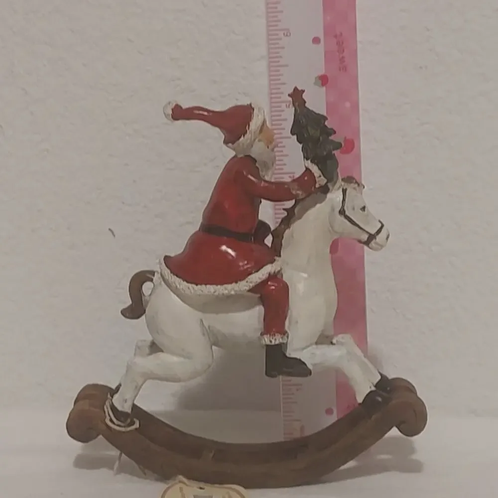 Vintage 1991 Small Resin Santa On Rocking Horse TII Collectables Pre-owned Tags